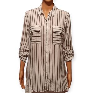 Express White and Black Striped Shirt